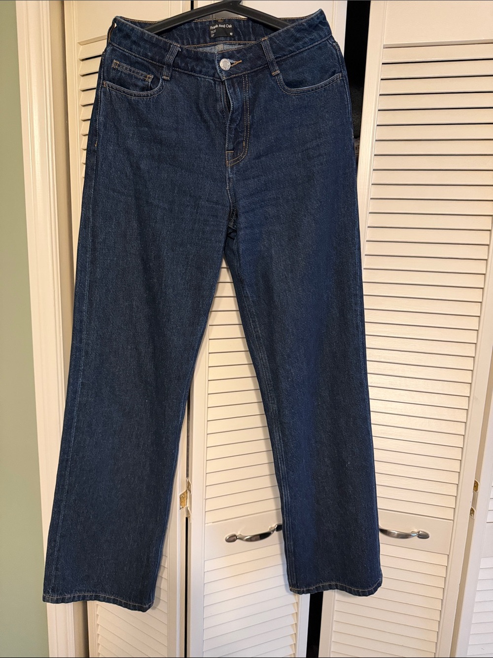 Frank & Oak Dark Blue Wide-Leg Jeans